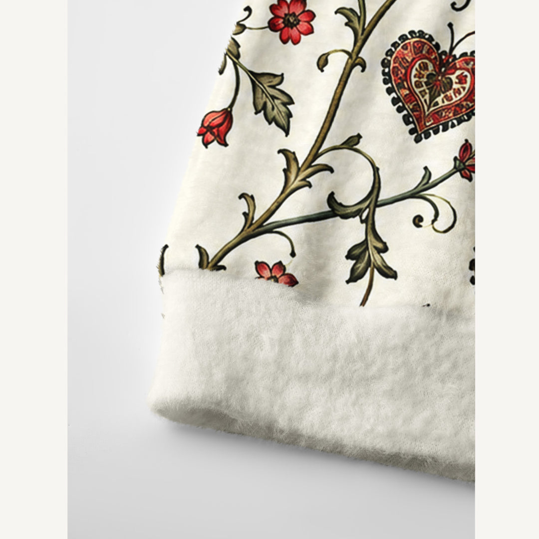Cardigan lavorato a maglia vintage con romantico motivo a cuori