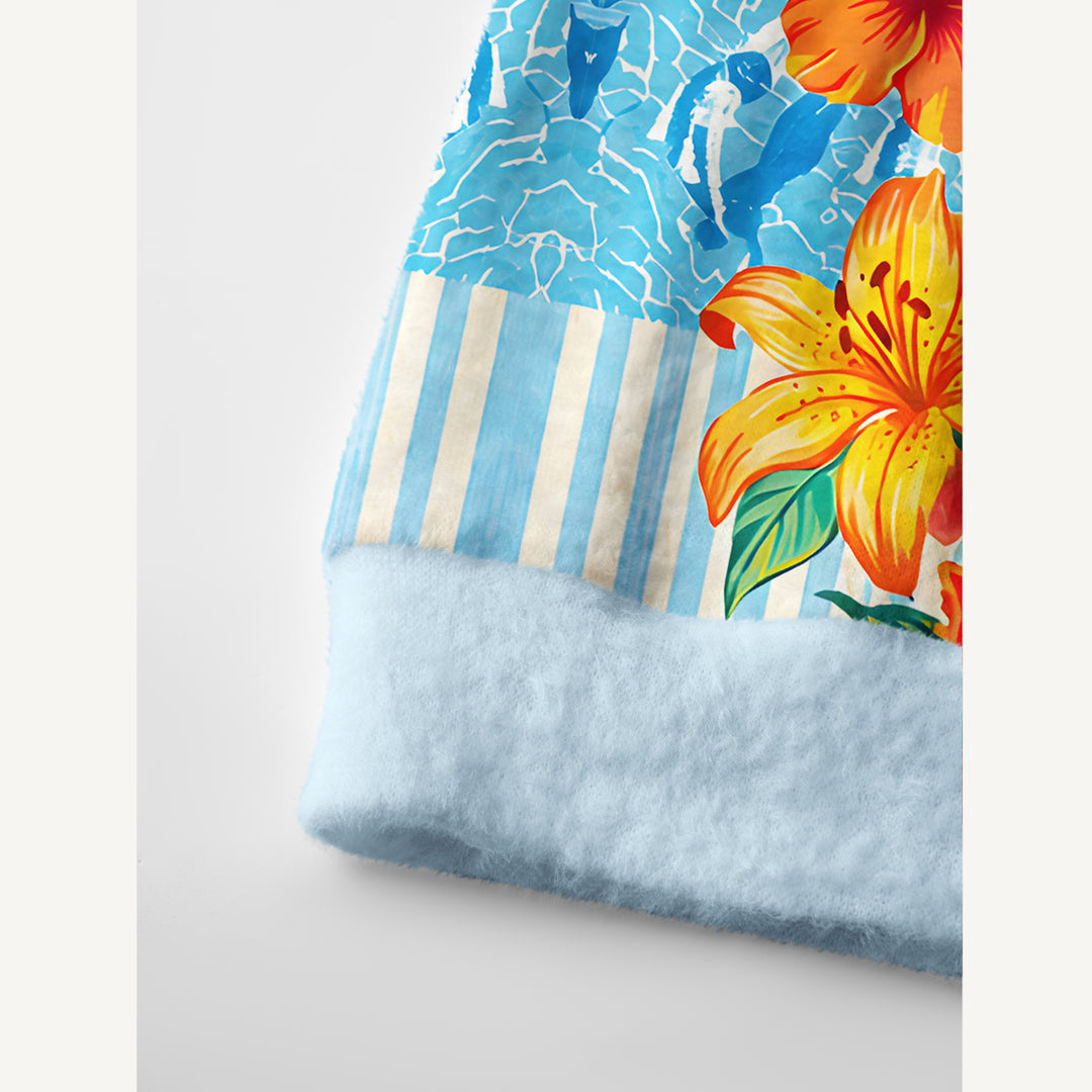 Cardigan lavorato a maglia tropicali con patchwork di aragoste