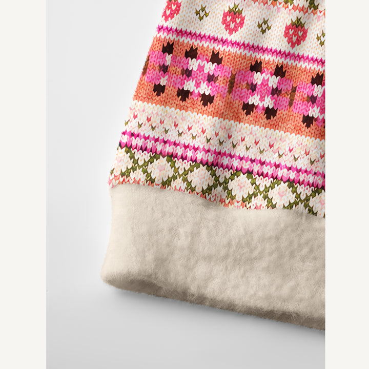 Cardigan lavorato a maglia Righe geometriche alla fragola