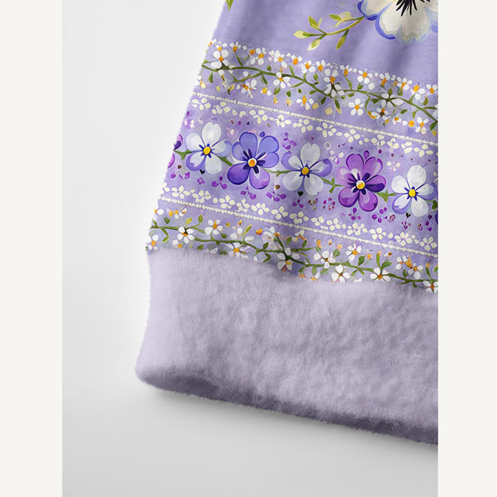 Cardigan lavorato a maglia Mazzo di viole del pensiero viola e composizioni floreali