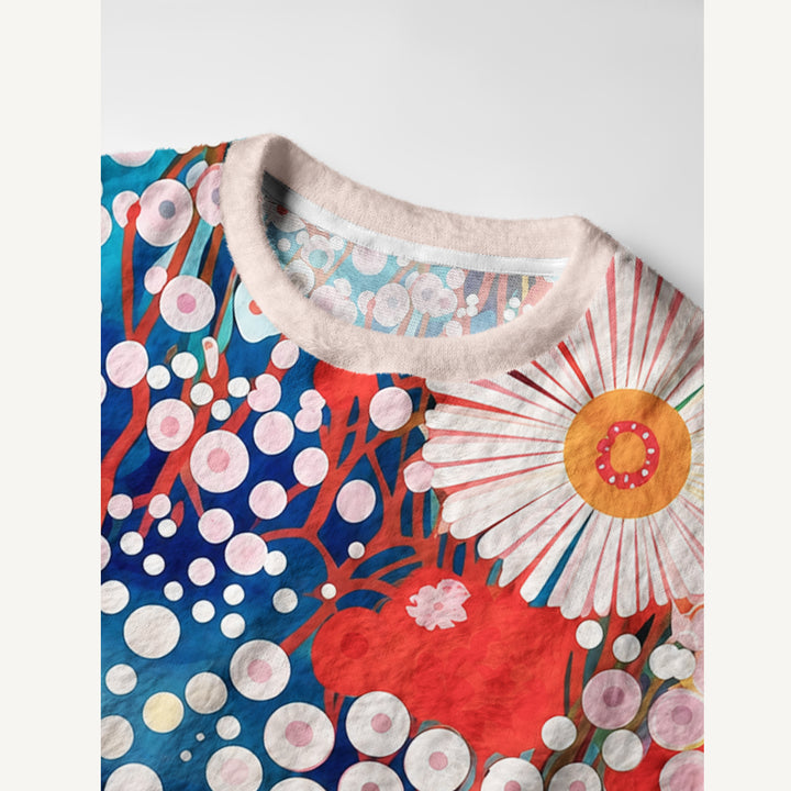 Maglione a girocollo con motivo floreale
