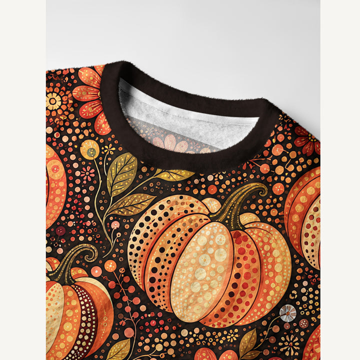 Maglione a girocollo con motivo a pois e zucche