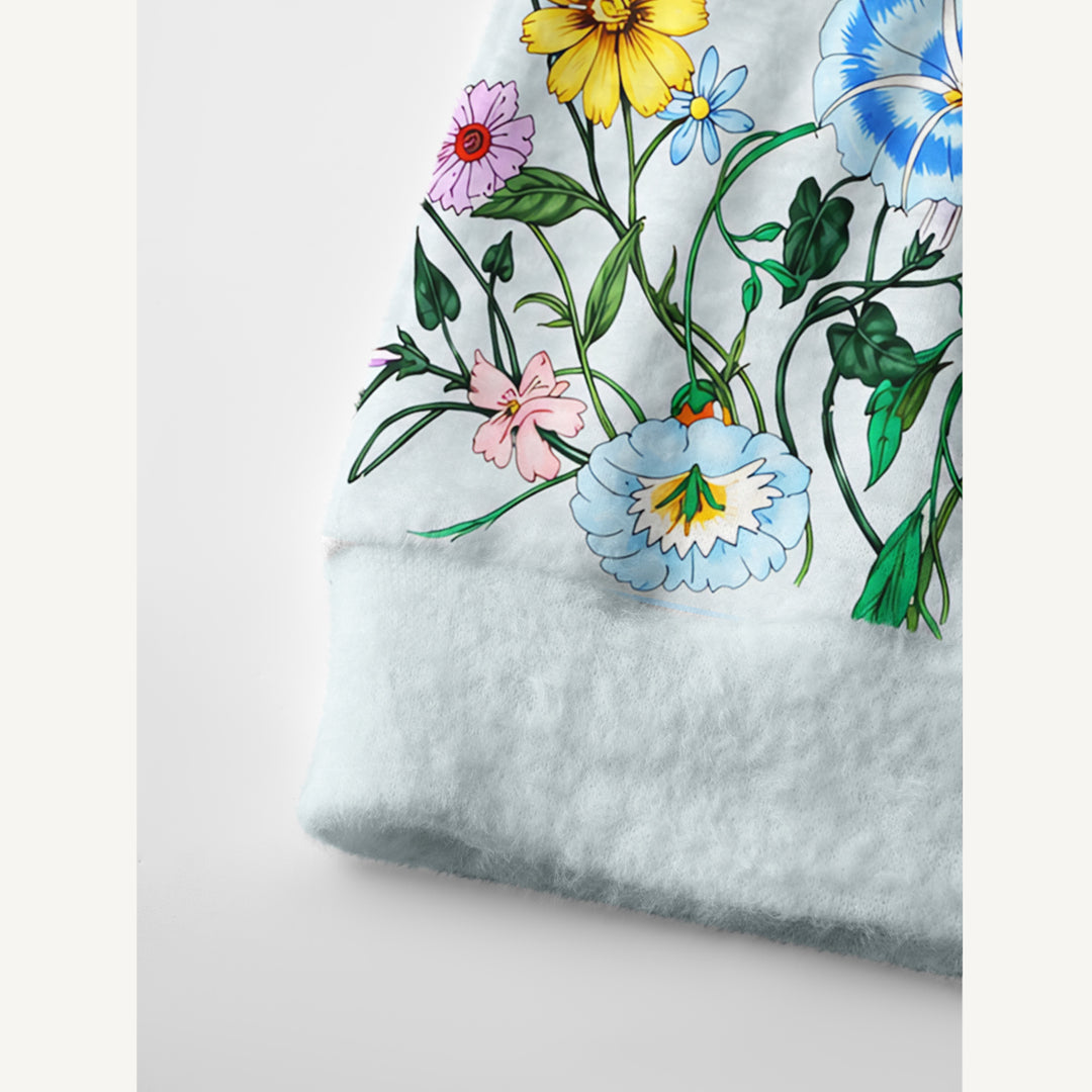 Cardigan lavorato a maglia Giardino botanico di fiori selvatici e insetti
