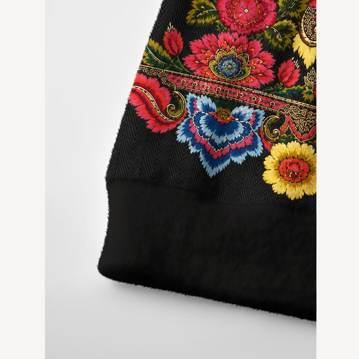 Cardigan lavorato a maglia Bordo floreale folk decorato