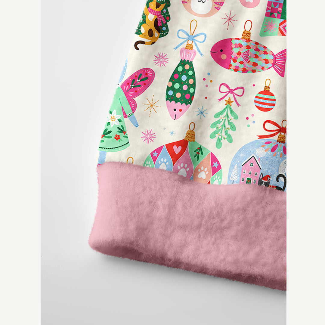 Cardigan lavorato a maglia Natalizi per Gatti con Fantasia di Decorazioni Natalizie