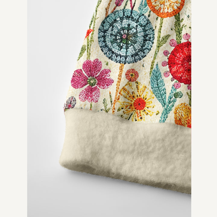 Cardigan lavorato a maglia da giardino di campagna con fiori di campo colorati