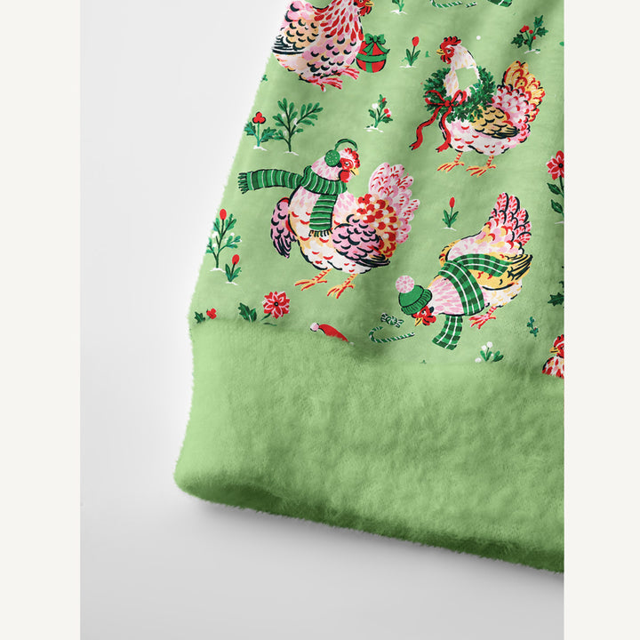 Cardigan lavorato a maglia Natalizi per Galline con Fantasia Festiva a Tema Giardino