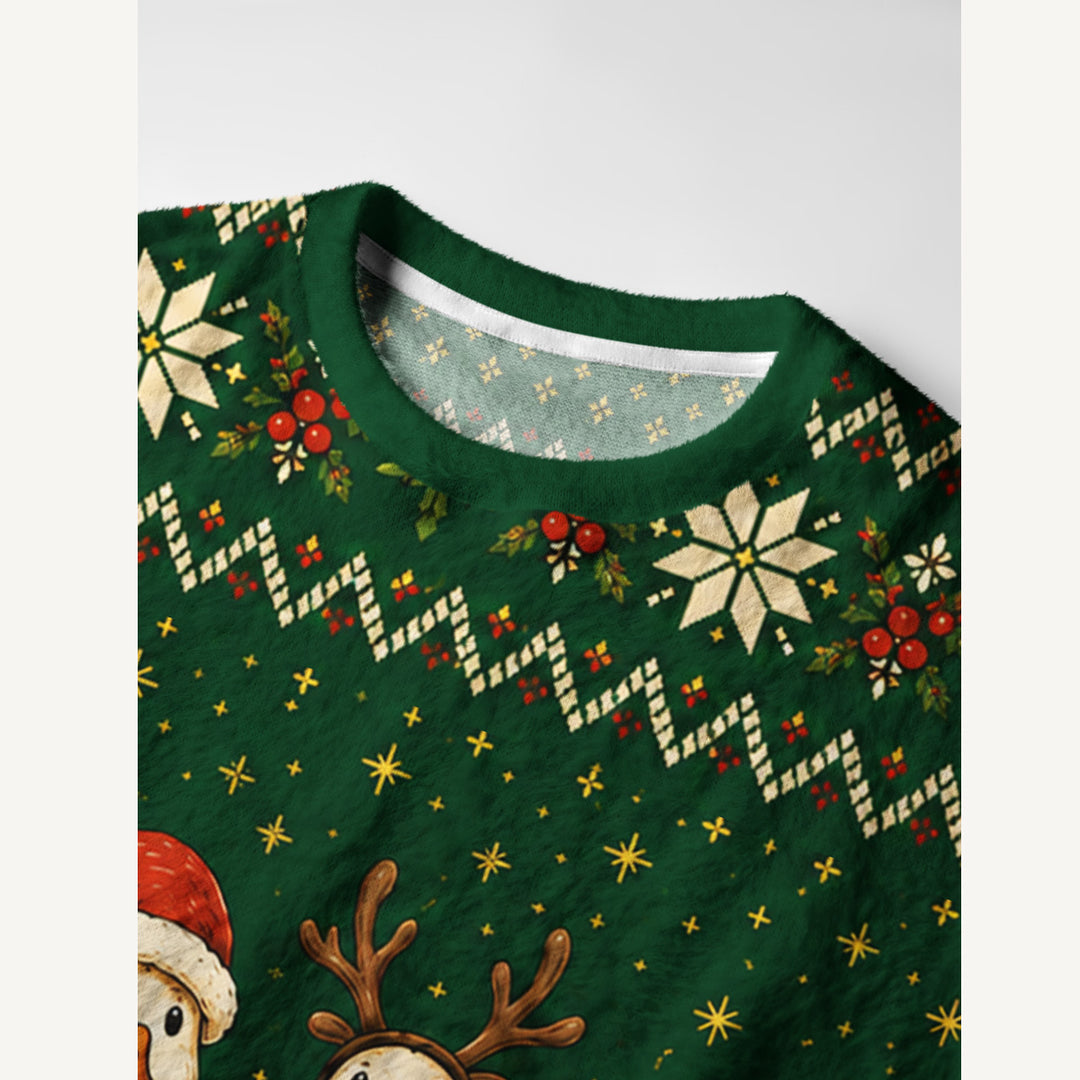 Maglione Natalizio Girocollo con Anatre in Stile Country