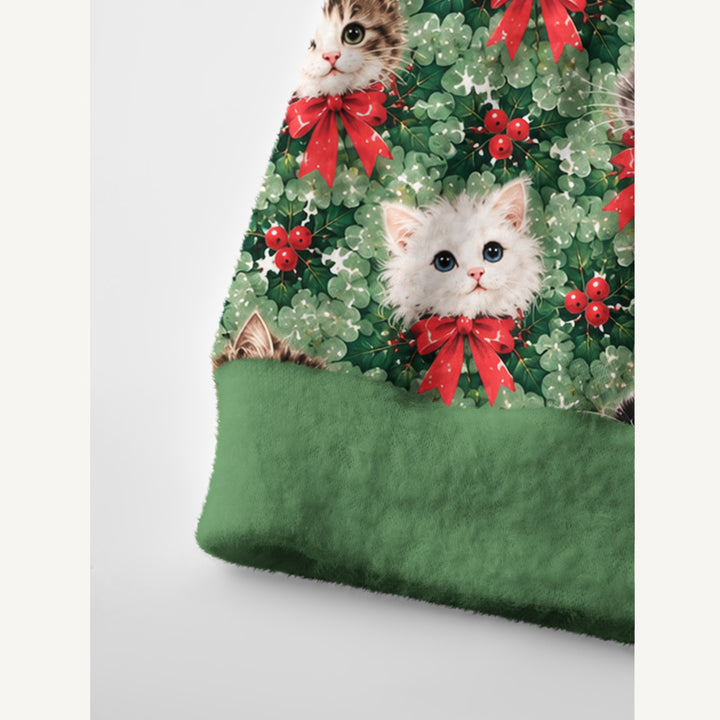 Cardigan lavorato a maglia Natalizi con Fantasia di Gatti “Holly Jolly”