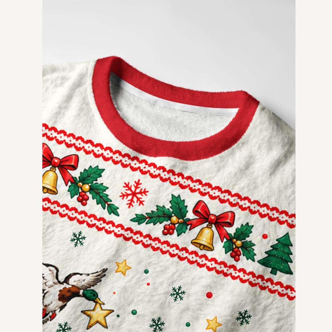 Maglione Natalizio Girocollo con Animali della Fattoria