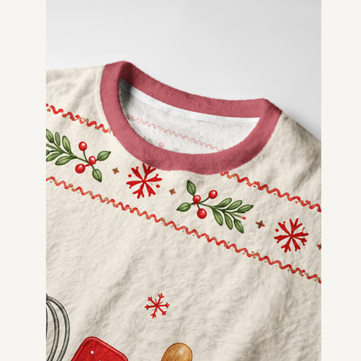 Maglione Natalizio Girocollo “Merry Christmas” a Tema Pasticceria
