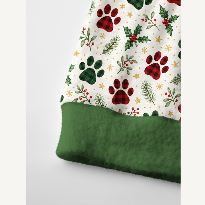 Cardigan Natalizio Lavorato a Maglia con Fantasia di Zampe di Gatto “Buon Natale”