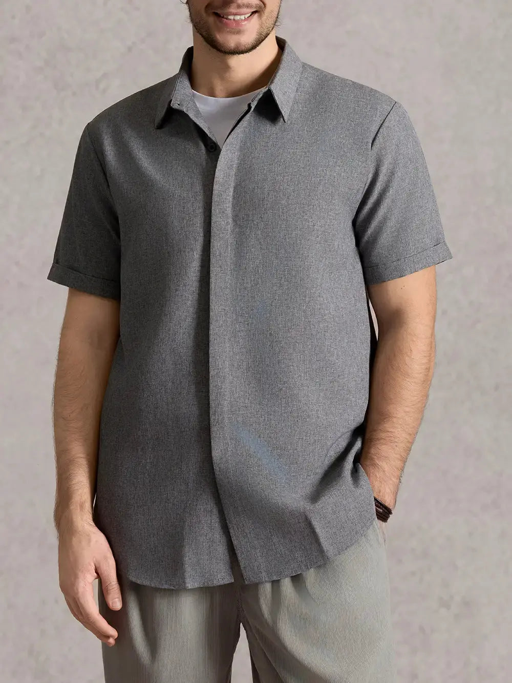 Ivan | Camicia a maniche corte in misto cotone e lino