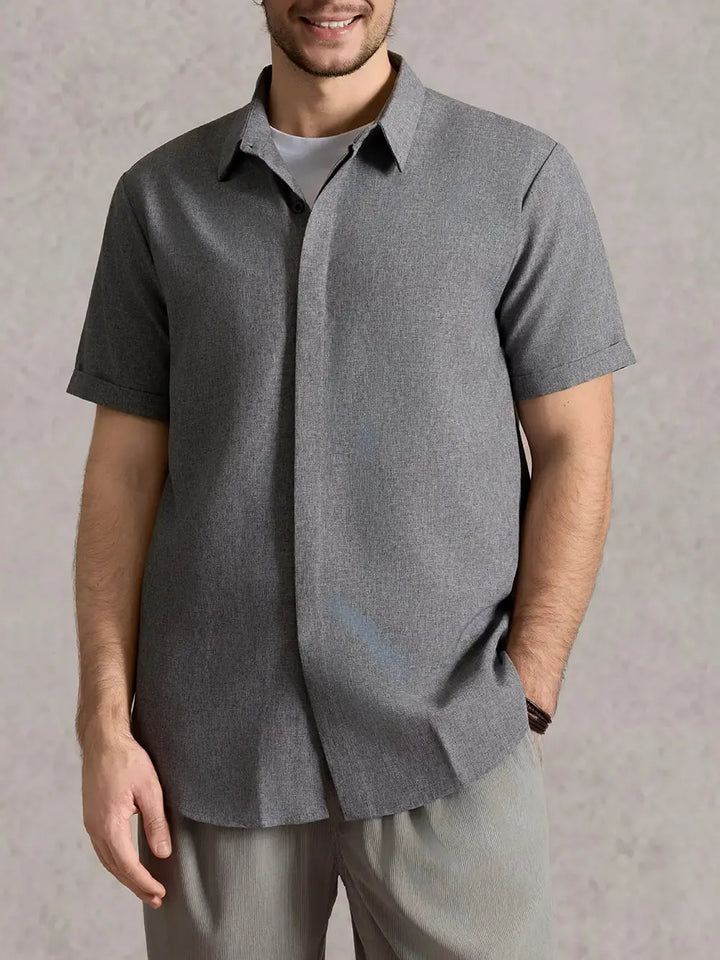 Ivan | Camicia a maniche corte in misto cotone e lino