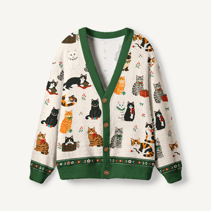 Cardigan lavorato a maglia Natalizio per Gatti con Fantasia a Tema Giardino