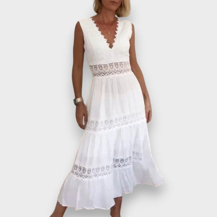 Elsbeth | Abito Elegante in Pizzo con Scollatura a V