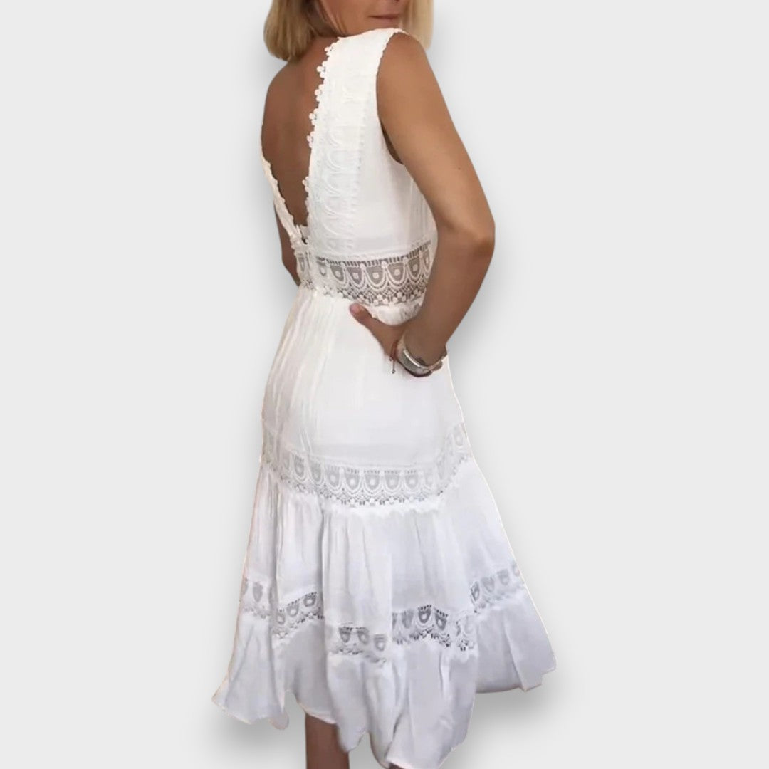 Elsbeth | Abito Elegante in Pizzo con Scollatura a V