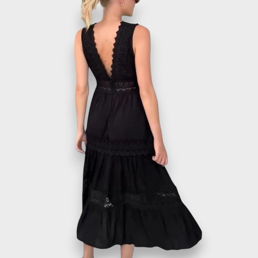 Elsbeth | Abito Elegante in Pizzo con Scollatura a V