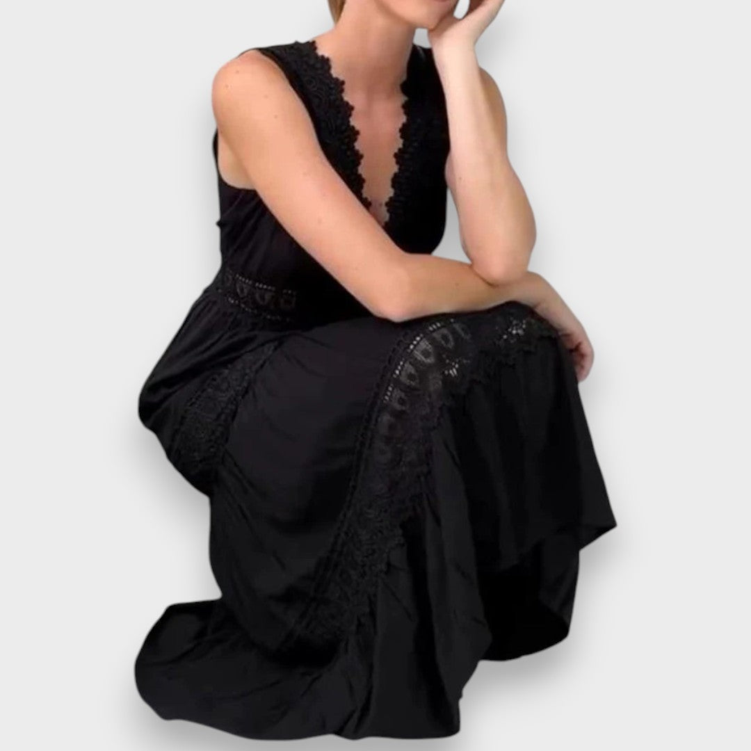 Elsbeth | Abito Elegante in Pizzo con Scollatura a V