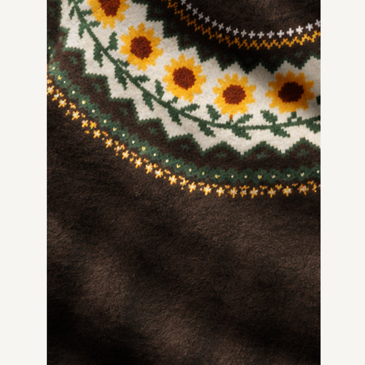 Maglione a girocollo con motivo a girasoli