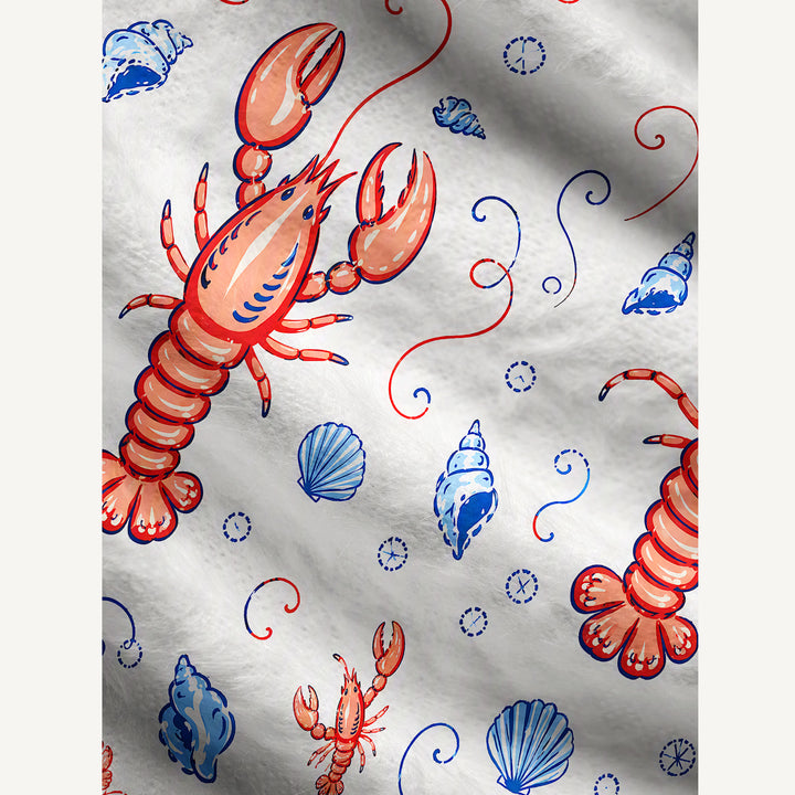 Cardigan lavorato a maglia con stampa di aragoste e conchiglie