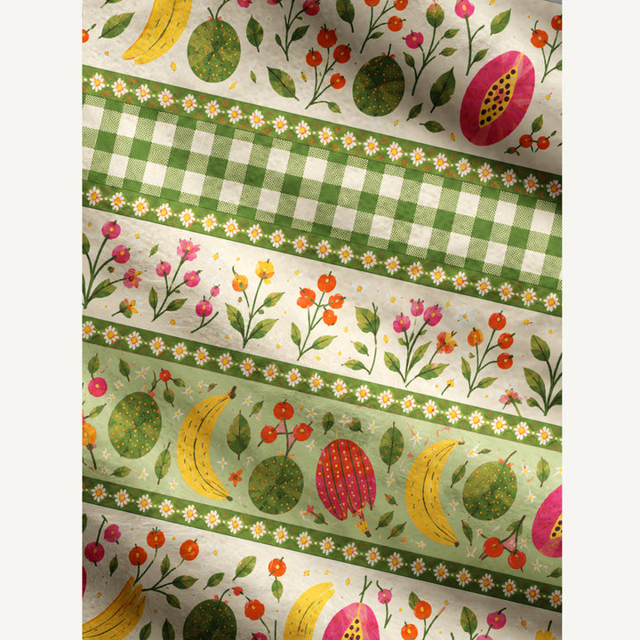 Cardigan lavorato a maglia Motivo floreale con frutta tropicale e quadretti