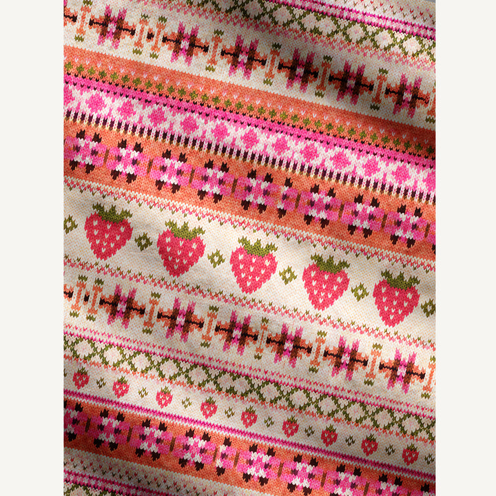 Cardigan lavorato a maglia Righe geometriche alla fragola