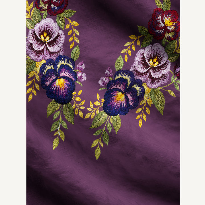 Cardigan lavorato a maglia Bouquet floreale vintage con viole del pensiero