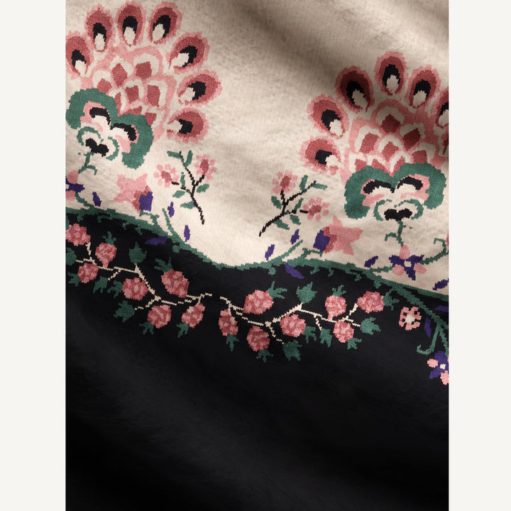 Cardigan lavorato a maglia con contrasto floreale romantico