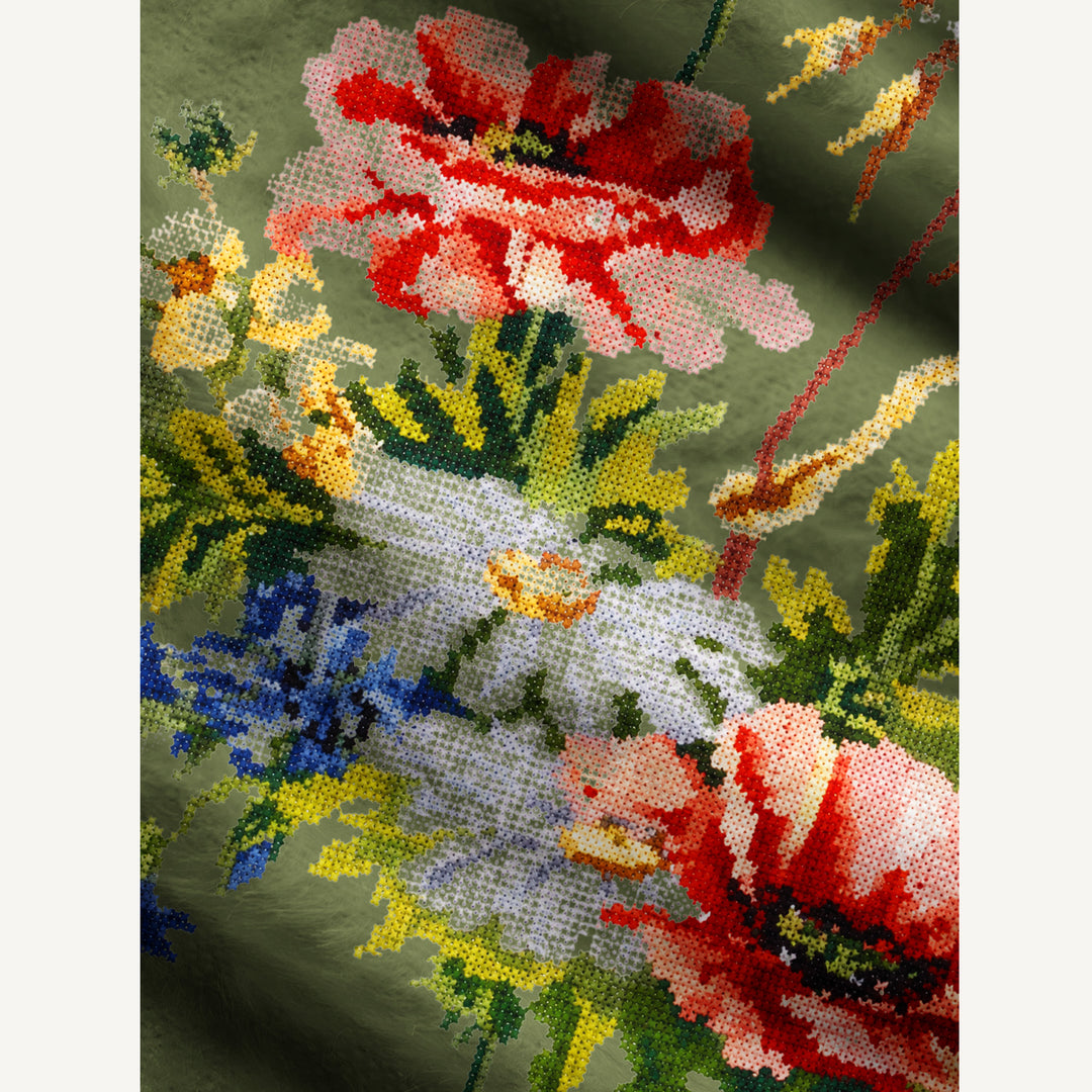 Maglione a girocollo con motivo di giardino di fiori selvatici