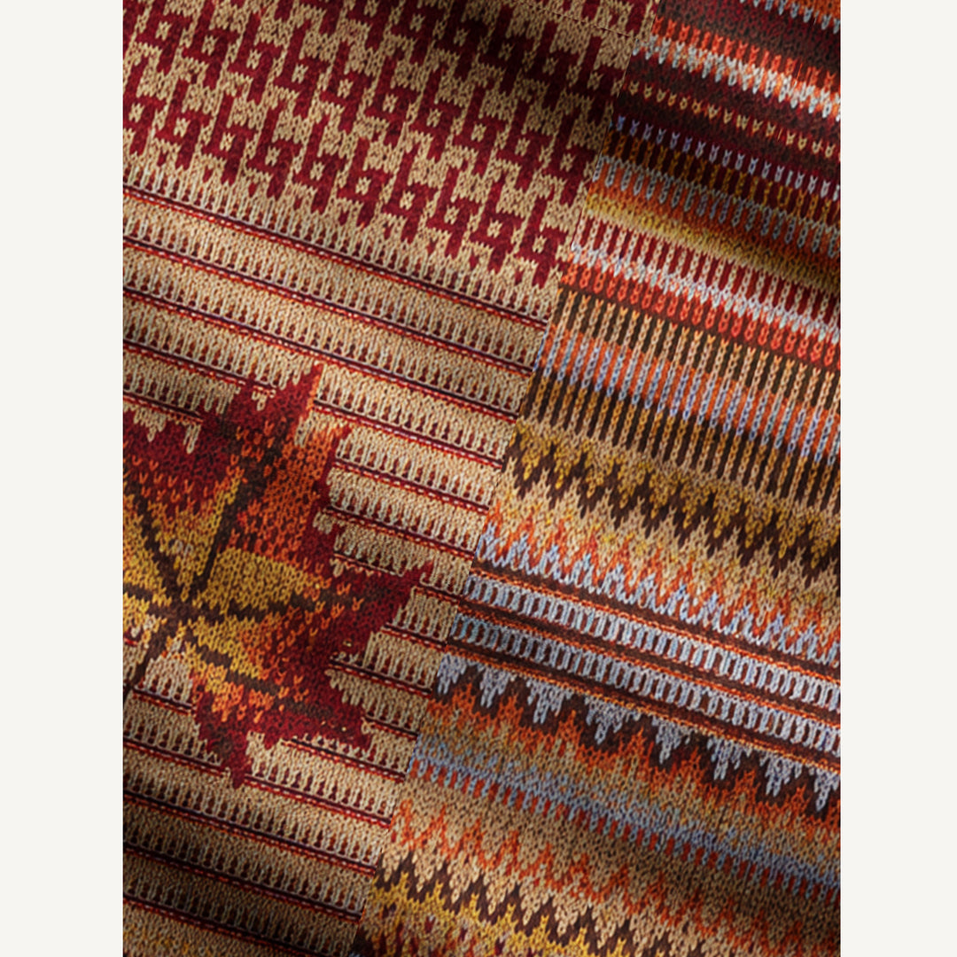 Maglione a girocollo con motivo patchwork autunnale a foglie d&