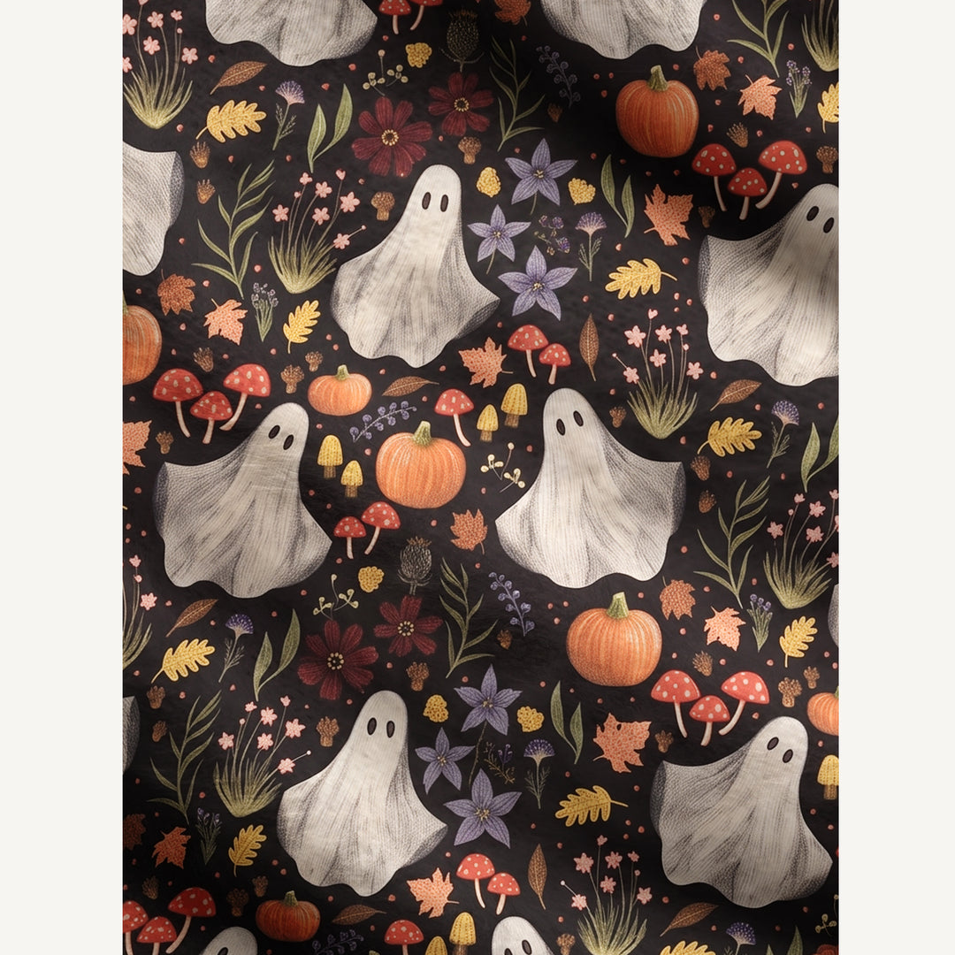 Cardigan lavorato a maglia per Halloween con motivi di zucche e fantasmi a mezzanotte