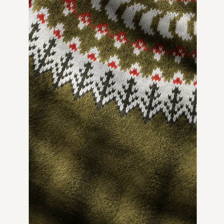 Maglione a girocollo con motivo di funghi del bosco e pini