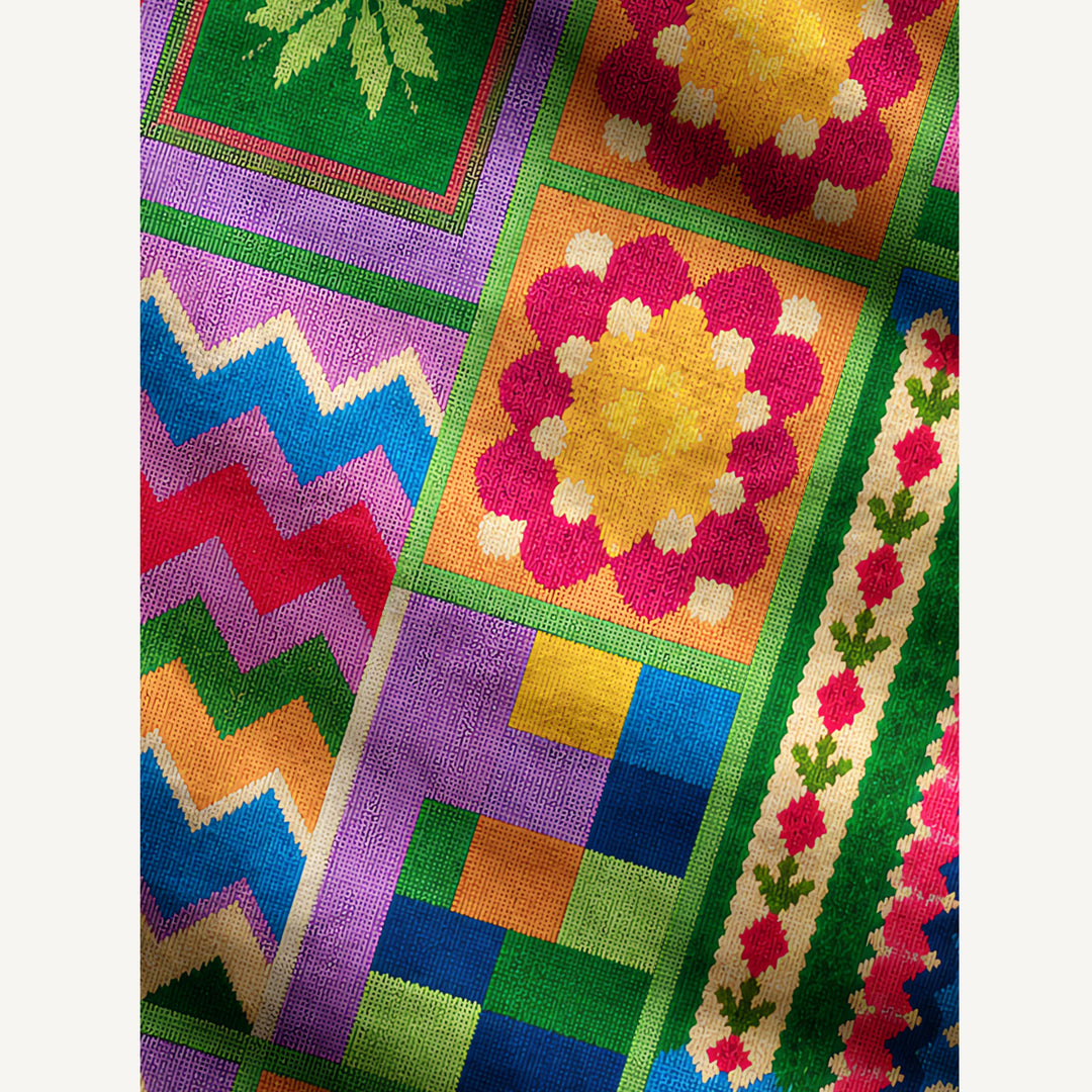 Maglione a girocollo con stampa patchwork geometrica colorata