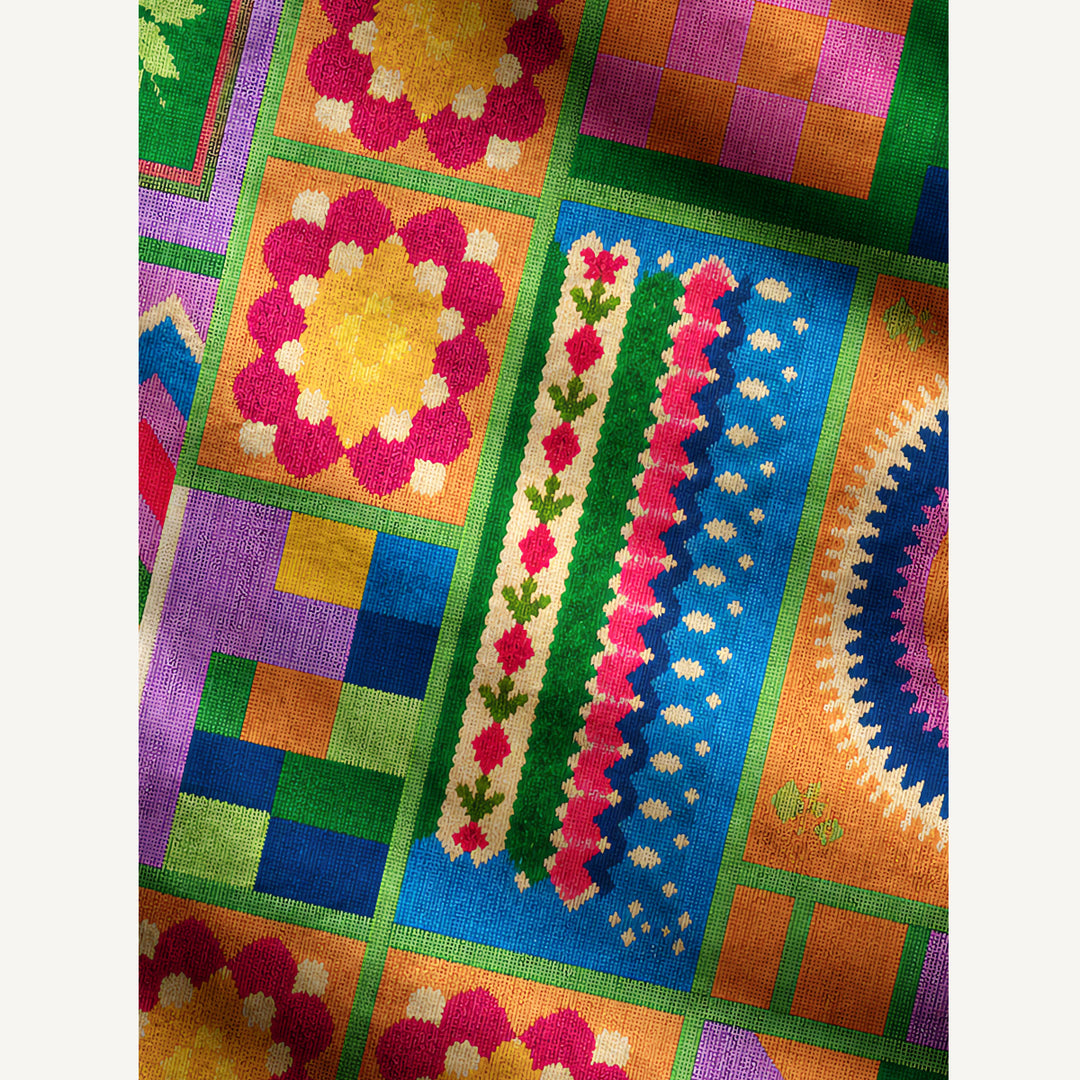 Cardigan lavorato a maglia Stampa patchwork geometrica colorata