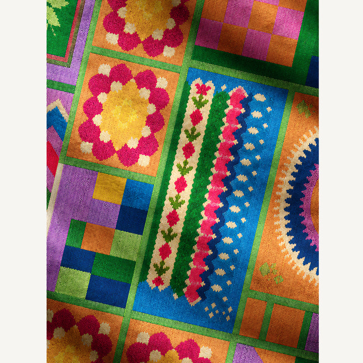 Cardigan lavorato a maglia Stampa patchwork geometrica colorata