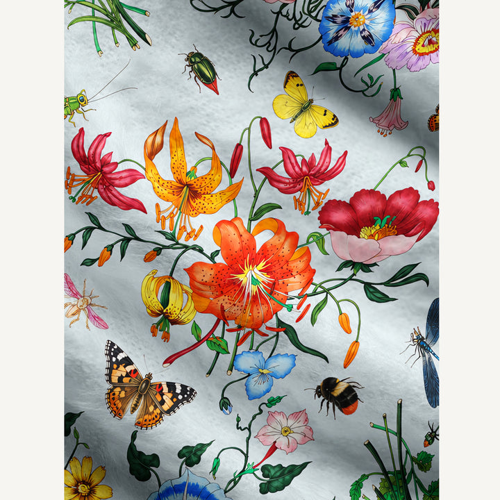 Maglione a girocollo con motivo botanico di fiori selvatici e insetti