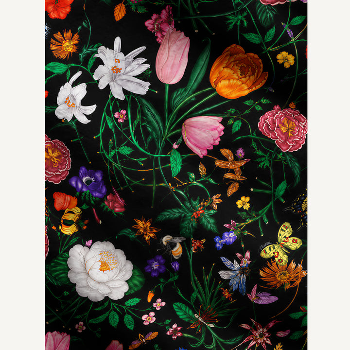 Maglione a girocollo con motivo di fiori selvatici e farfalle