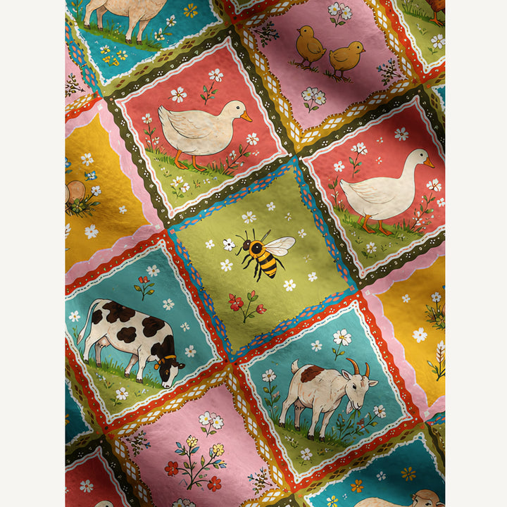 Maglione a girocollo con patchwork di animali della fattoria di campagna