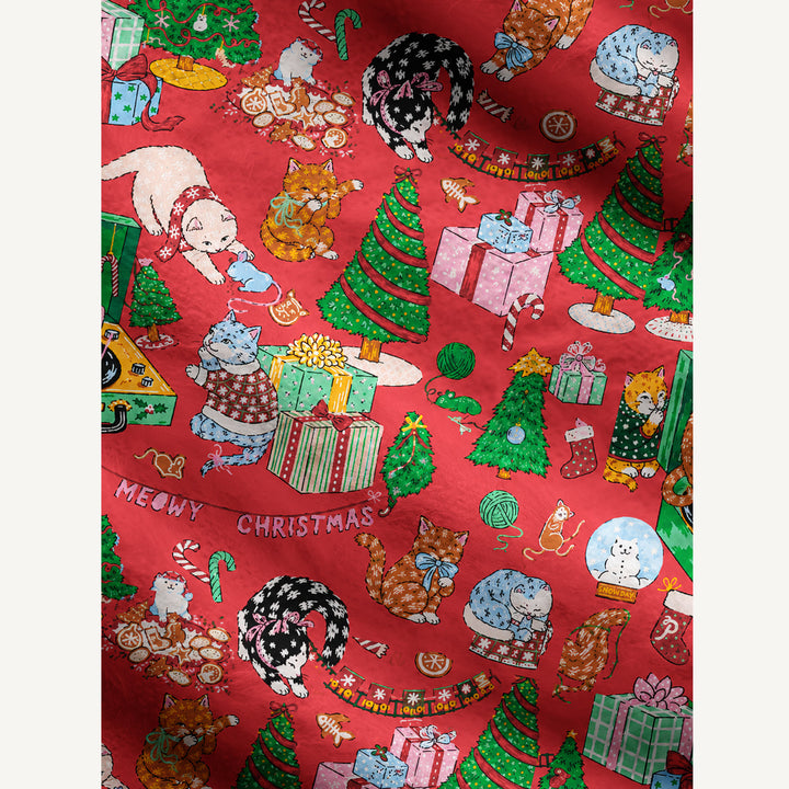 Cardigan lavorato a maglia festivo con gatti e alberi di Natale
