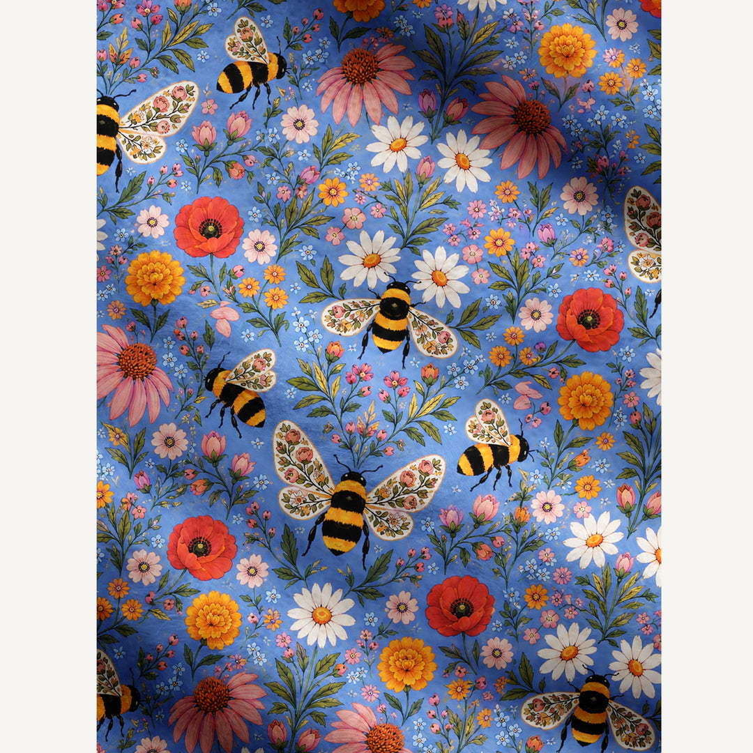 Cardigan lavorato a maglia da giardino incantato con api e fiori di campo