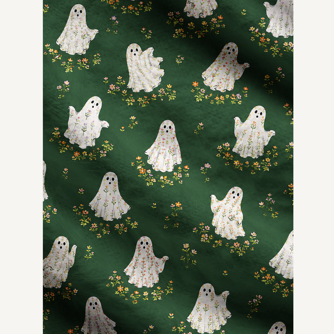 Cardigan lavorato a maglia con fantasmi floreali da giardino di Halloween