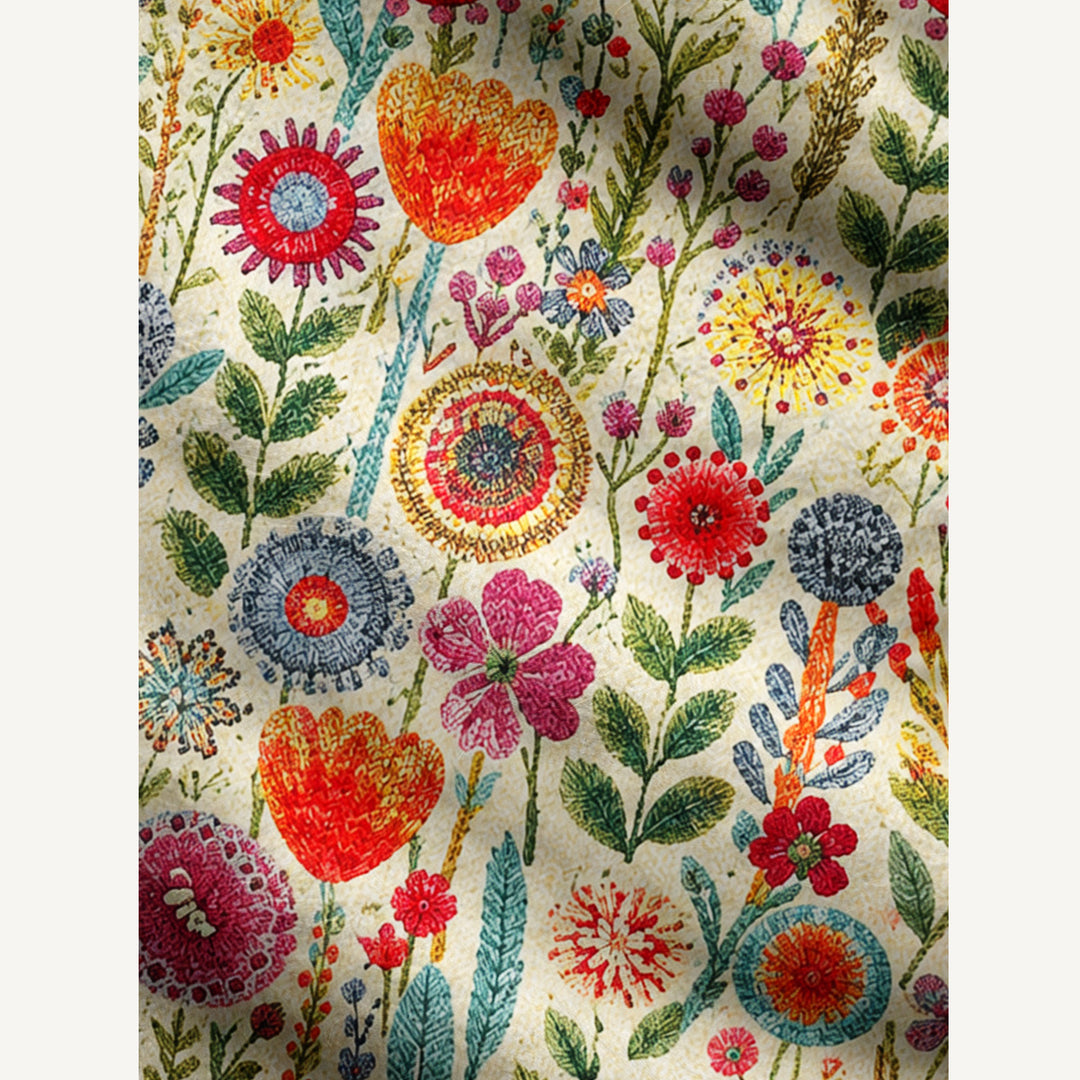Maglione a girocollo da giardino di campagna con fiori di campo colorati