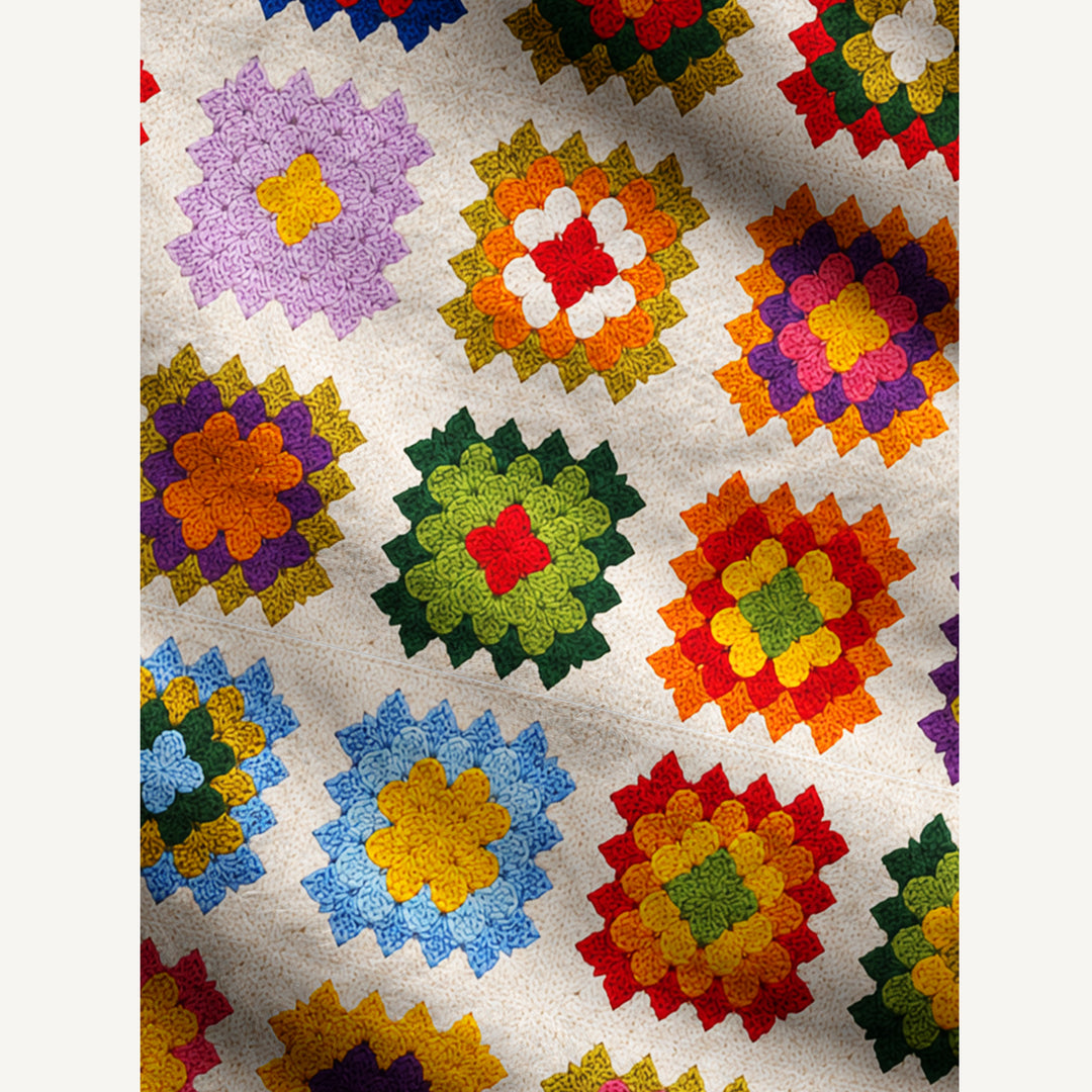 Cardigan con patchwork a quadrati