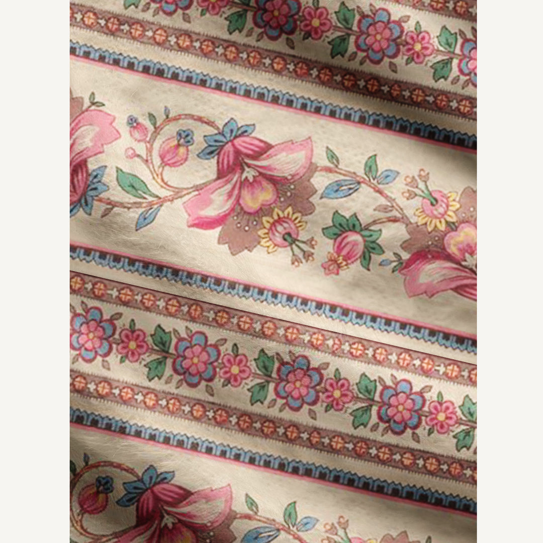 Cardigan lavorato a maglia con motivo vintage a righe e fiori