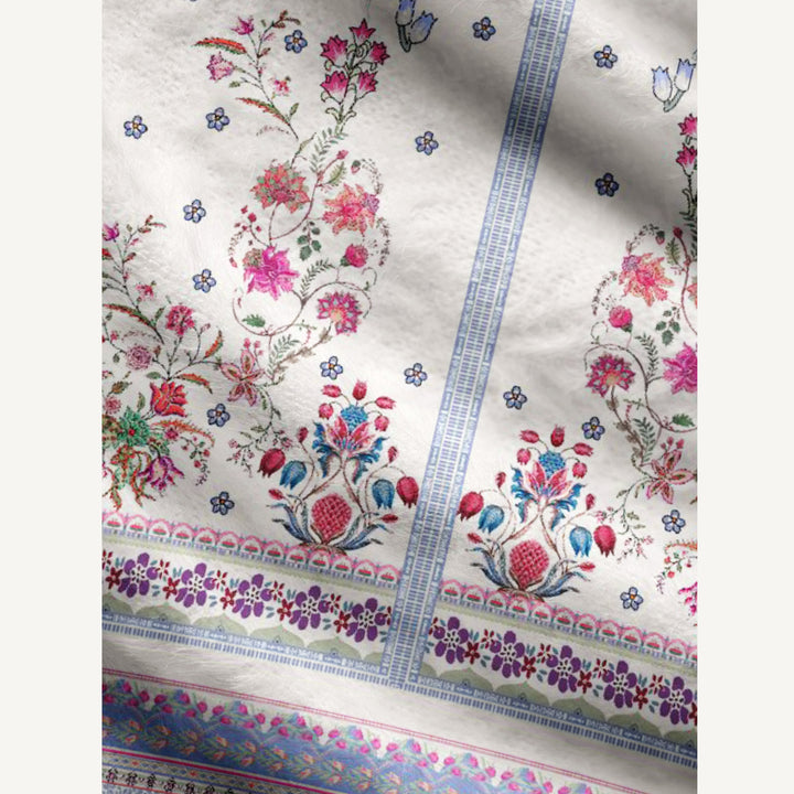 Cardigan lavorato a maglia con motivo floreale simmetrico in stile boho e bordo a forma di bouquet