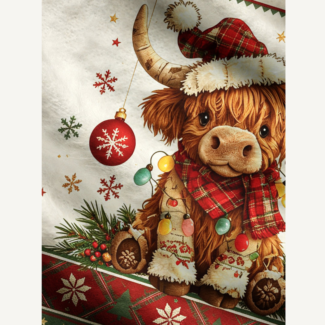 Maglione Natalizio Girocollo con Mucca Highland