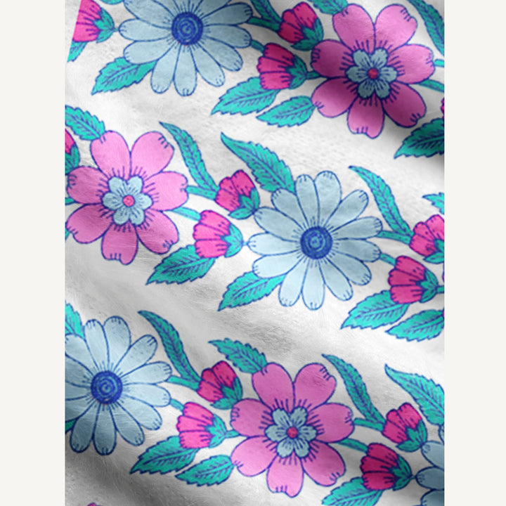 Cardigan lavorato a maglia con bottoni e motivo floreale rosa e blu
