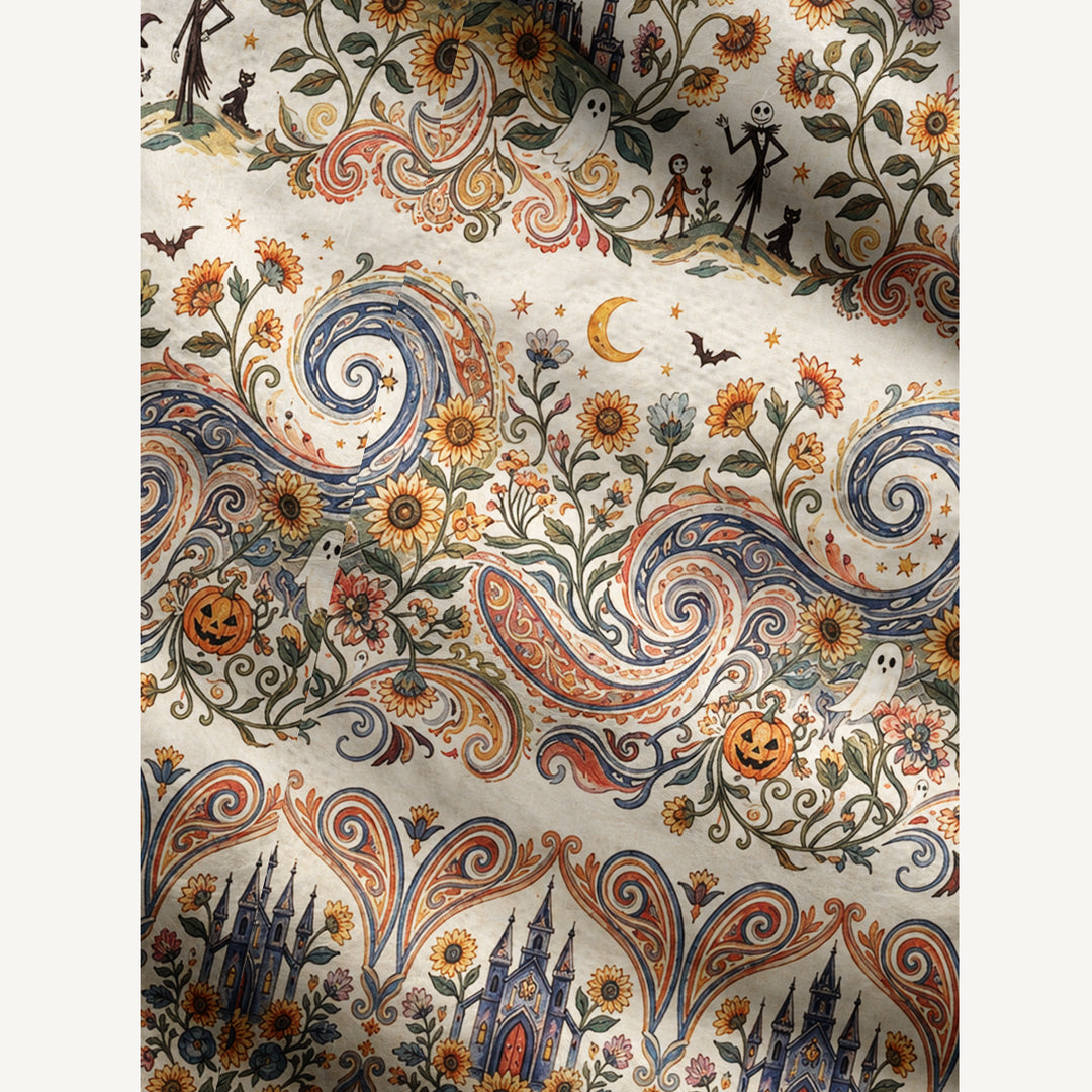 Cardigan lavorato a maglia con bottoni e motivo Boho Halloween del giardino del castello incantato