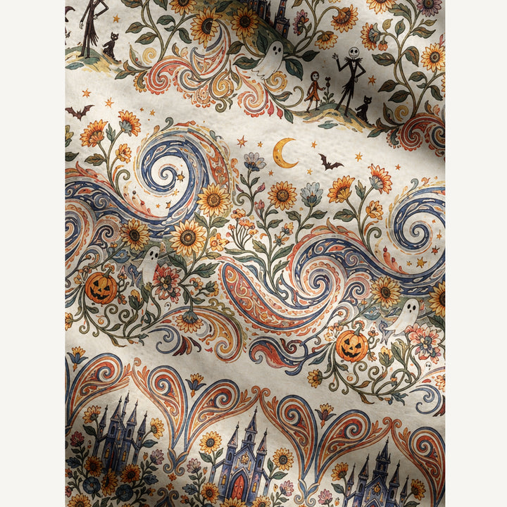 Cardigan lavorato a maglia con bottoni e motivo Boho Halloween del giardino del castello incantato